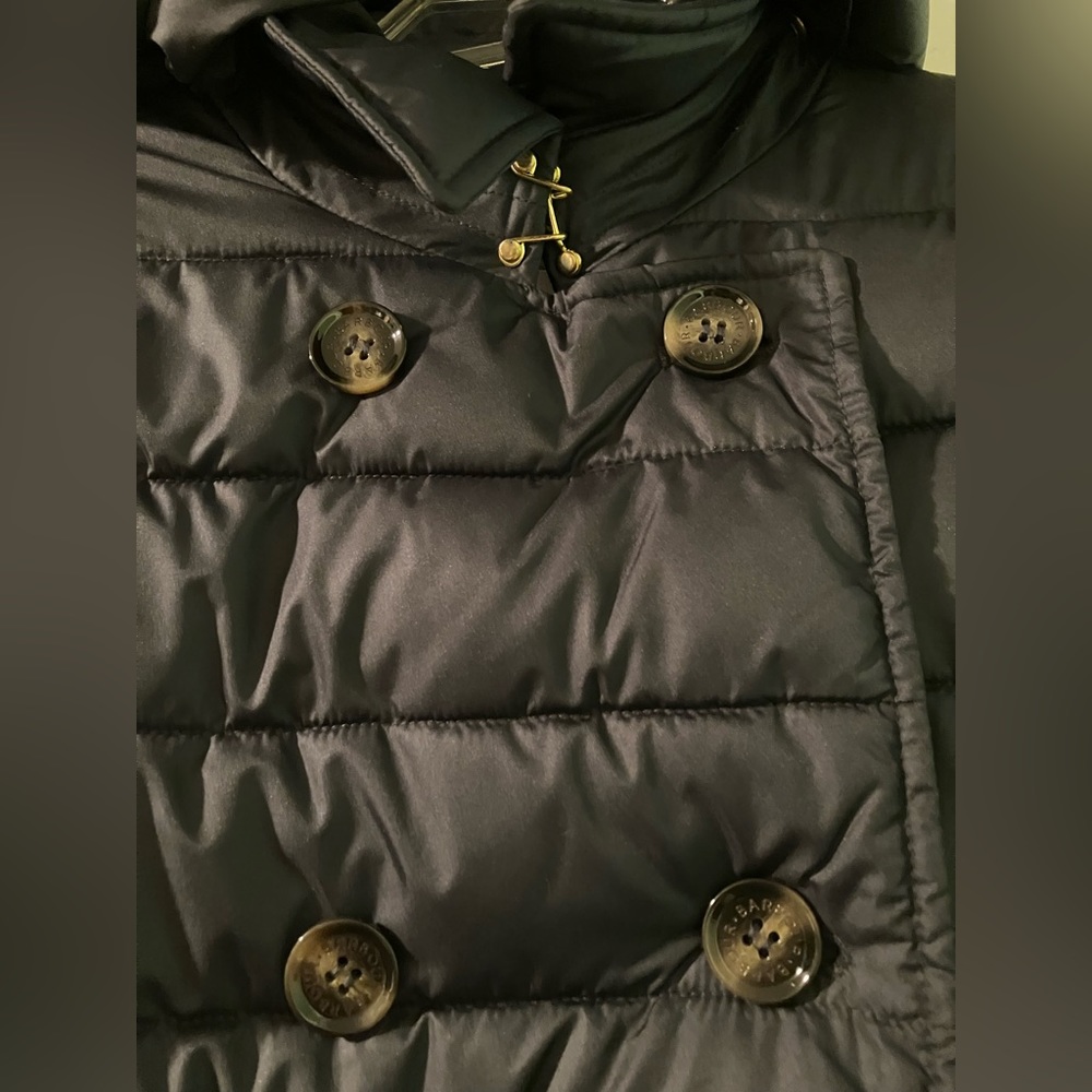 Barbour Black Hooded Tie Waist Coat - Picture 9 of 9